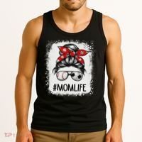 Bleached Mom Life Soccer Messy Bun Baseball Game Day Tank Top thumb 3