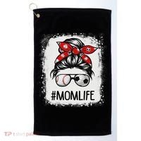 Bleached Mom Life Soccer Messy Bun Baseball Game Day Golf Towel thumb 0