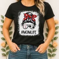 Bleached Mom Life Soccer Messy Bun Baseball Game Day Women's T-Shirt thumb 2