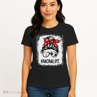 Bleached Mom Life Soccer Messy Bun Baseball Game Day Women's T-Shirt thumb 4