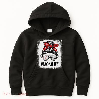 Bleached Mom Life Soccer Messy Bun Baseball Game Day Kids Hoodie