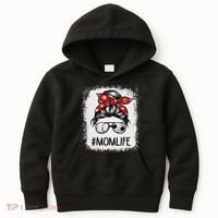 Bleached Mom Life Soccer Messy Bun Baseball Game Day Kids Hoodie thumb 0