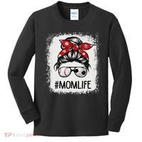 Bleached Mom Life Soccer Messy Bun Baseball Game Day Kids Long Sleeve Shirt thumb 0