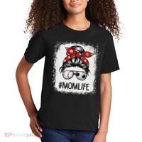Bleached Mom Life Soccer Messy Bun Baseball Game Day Kids T-Shirt thumb 2