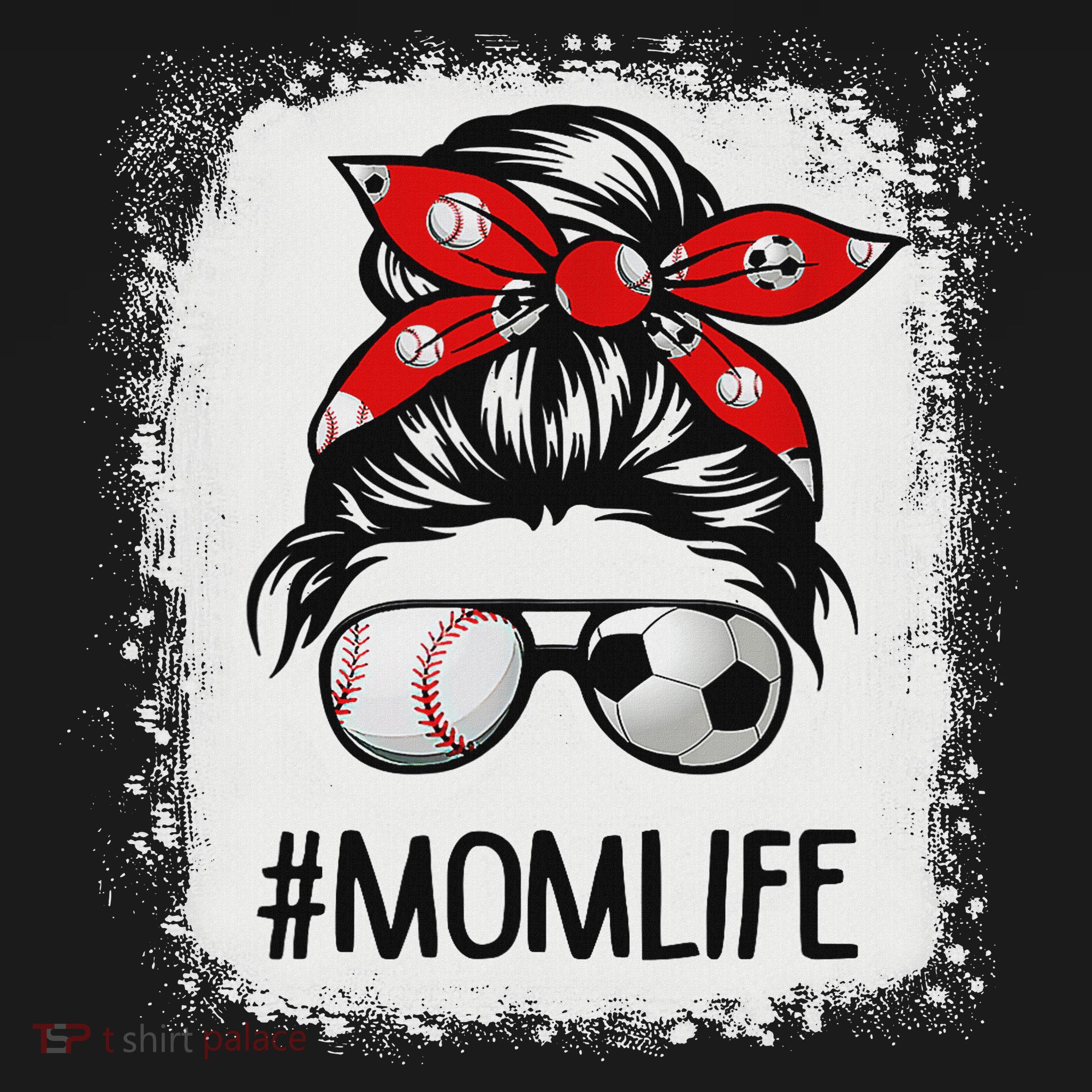 Bleached Mom Life Soccer Messy Bun Baseball Game Day Kids T-Shirt