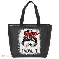 Bleached Mom Life Soccer Messy Bun Baseball Game Day Tote Bag thumb 0