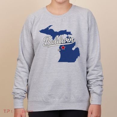Baldwin Michigan Lake County Mi Map Women's Sweatshirt
