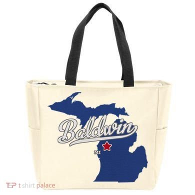 Baldwin Michigan Lake County Mi Map Tote Bag