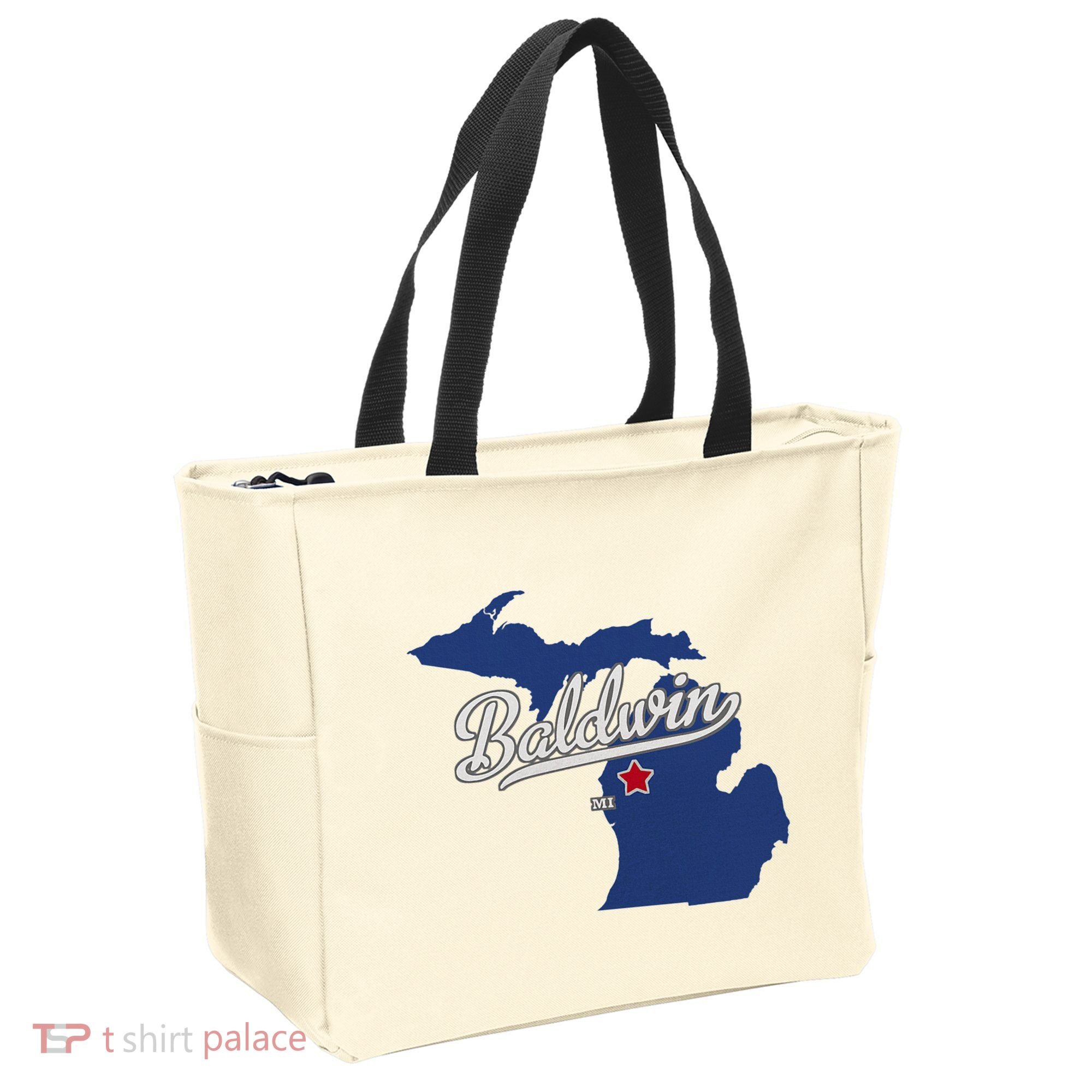Baldwin Michigan Lake County Mi Map Tote Bag