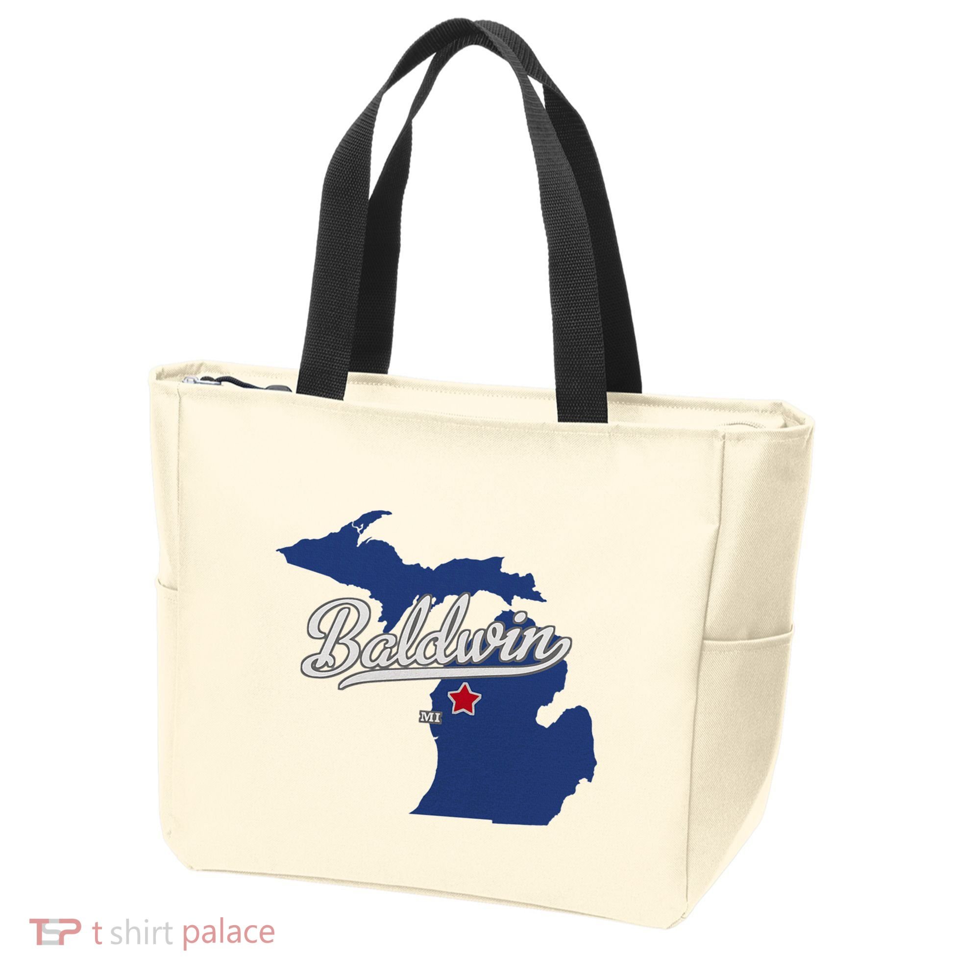 Baldwin Michigan Lake County Mi Map Tote Bag
