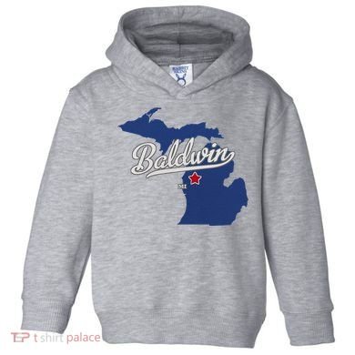 Baldwin Michigan Lake County Mi Map Toddler Hoodie