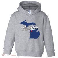 Baldwin Michigan Lake County Mi Map Toddler Hoodie thumb 0