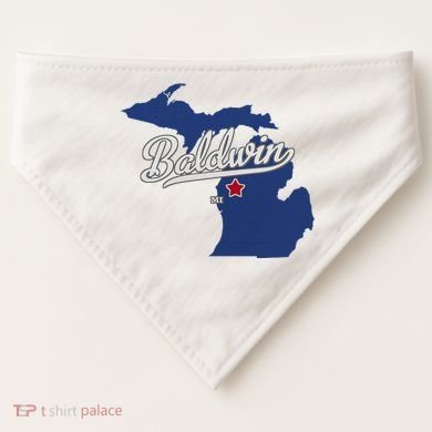 Baldwin Michigan Lake County Mi Map USA-Made Doggie Bandana