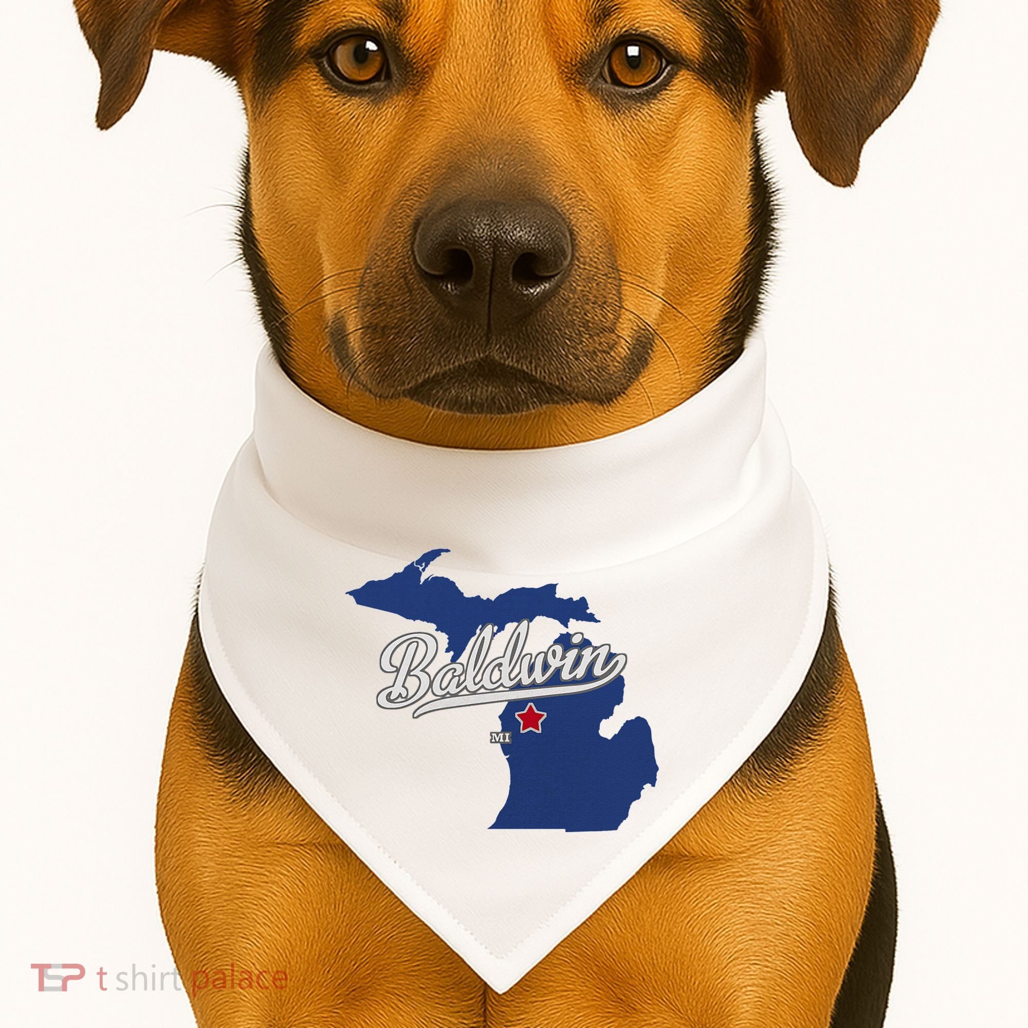 Baldwin Michigan Lake County Mi Map USA-Made Doggie Bandana