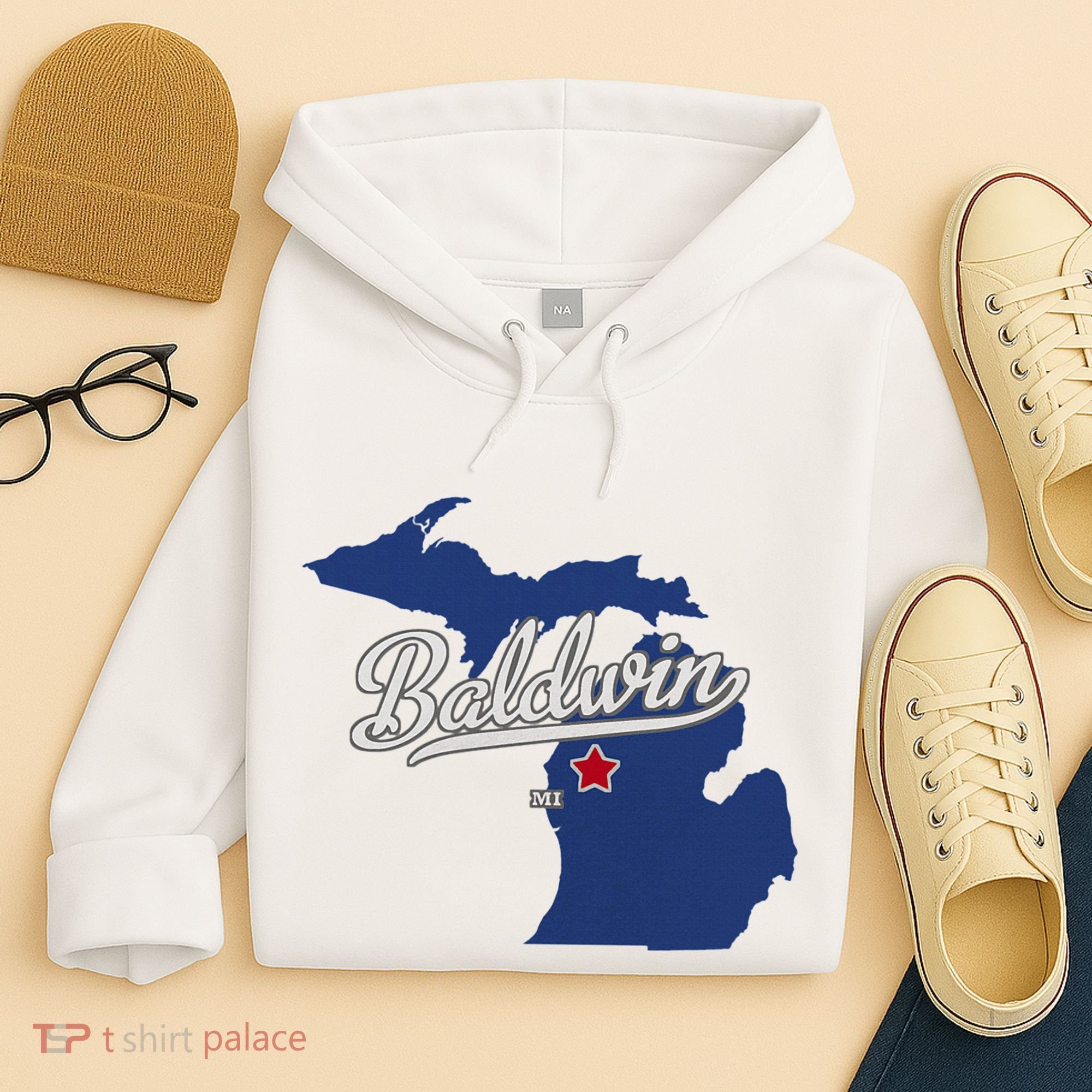 Baldwin Michigan Lake County Mi Map Hoodie