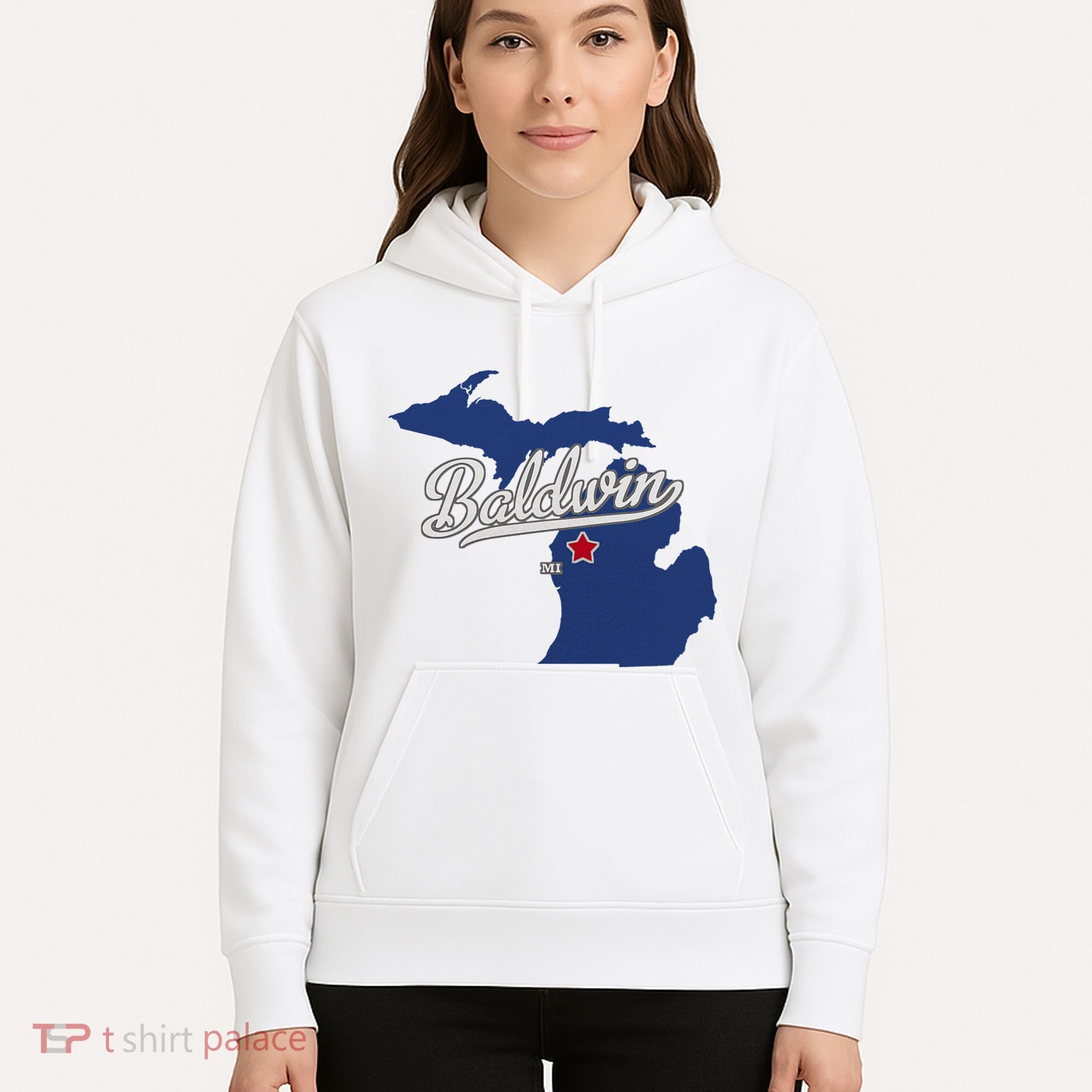 Baldwin Michigan Lake County Mi Map Hoodie