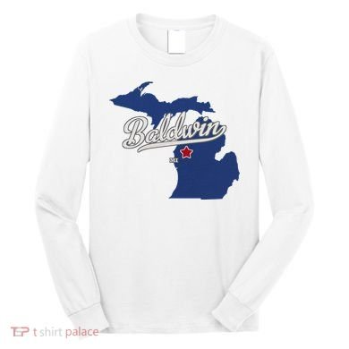Baldwin Michigan Lake County Mi Map Long Sleeve Shirt