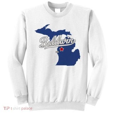 Baldwin Michigan Lake County Mi Map Sweatshirt