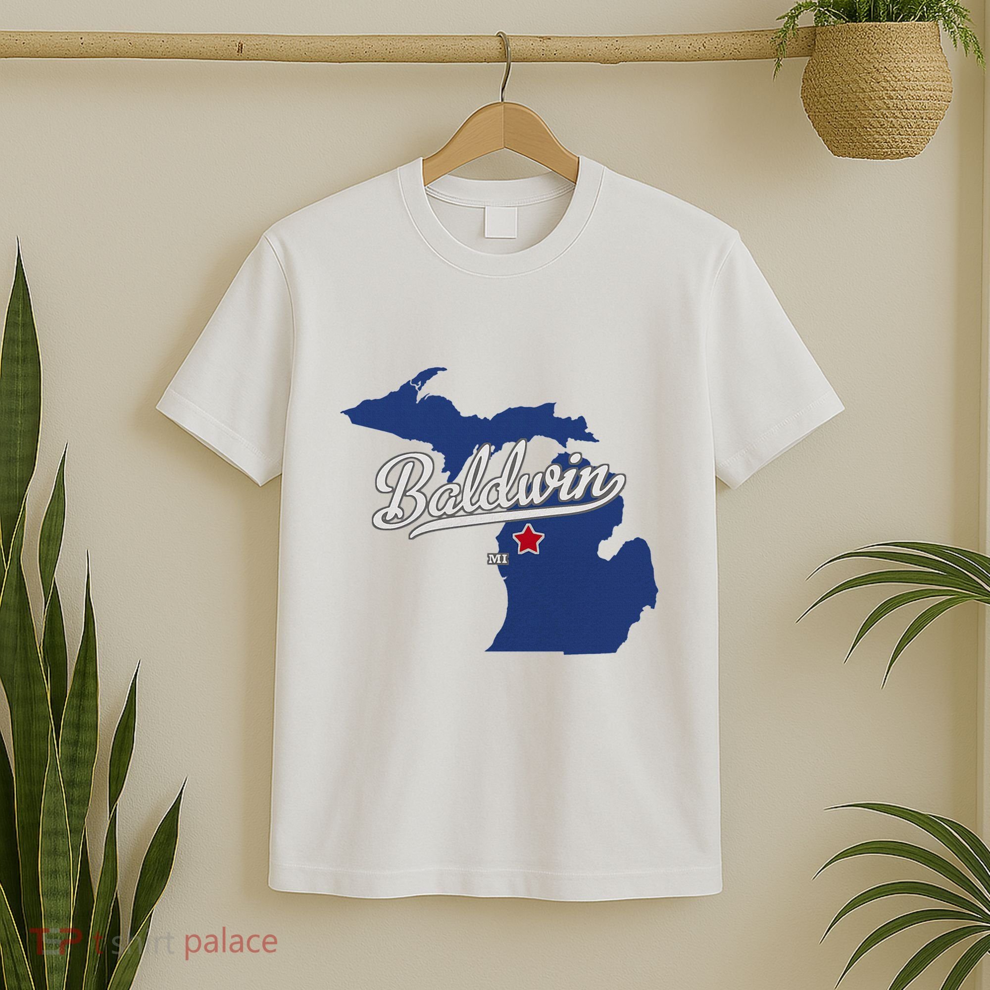 Baldwin Michigan Lake County Mi Map T-Shirt