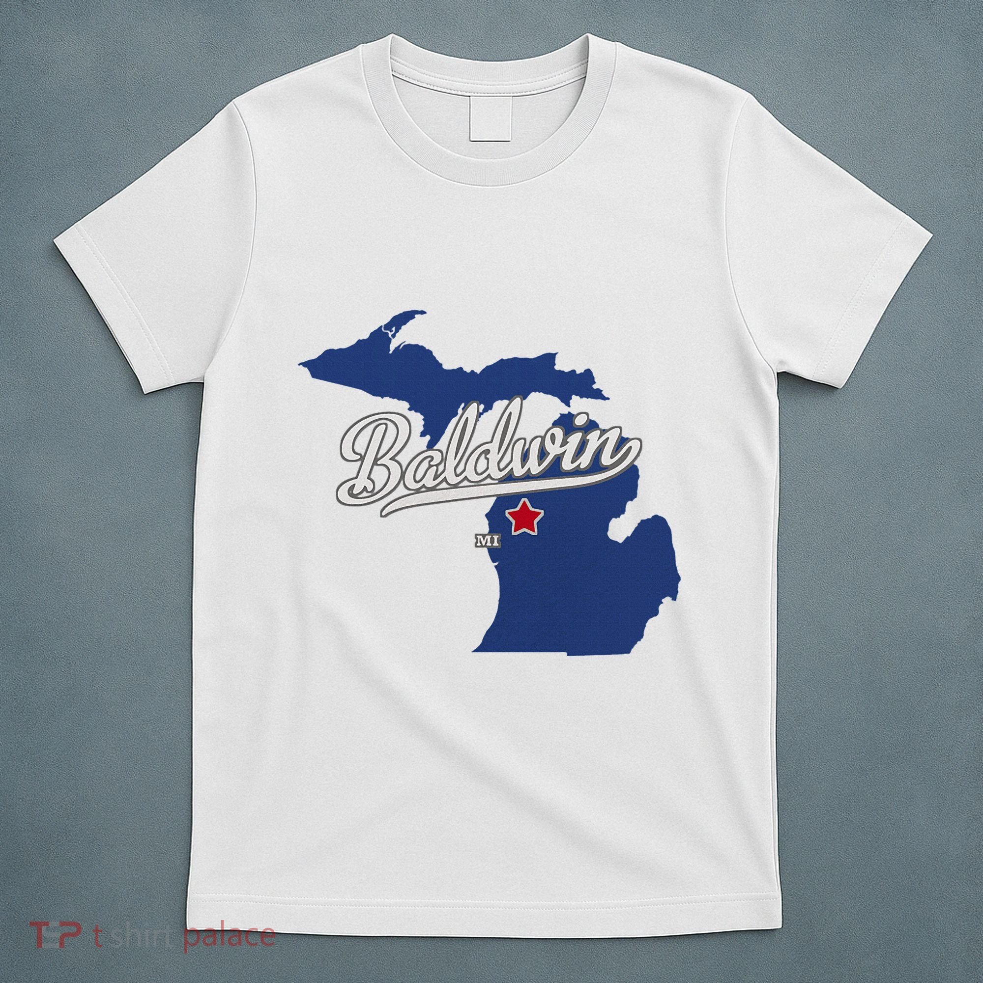 Baldwin Michigan Lake County Mi Map T-Shirt