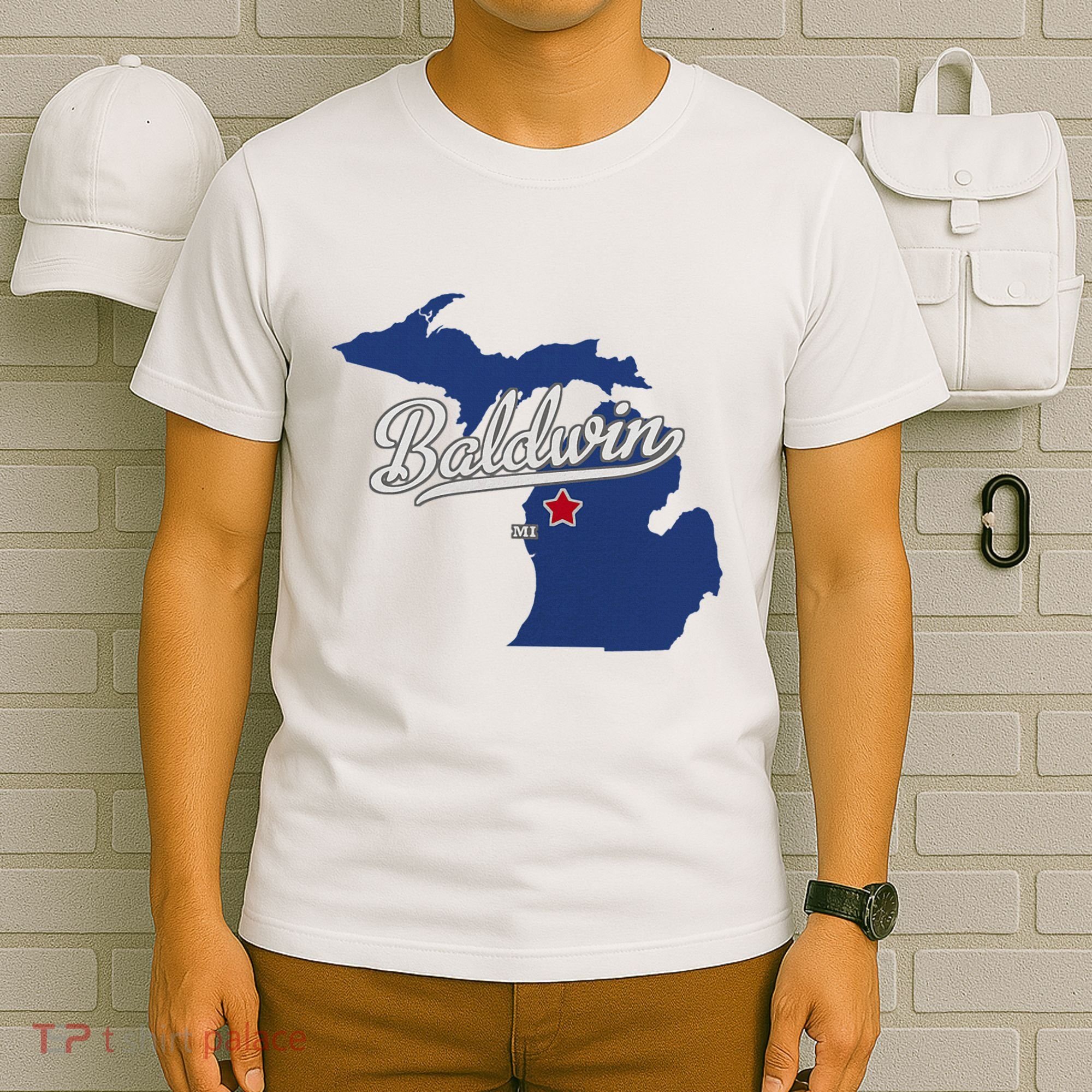Baldwin Michigan Lake County Mi Map T-Shirt