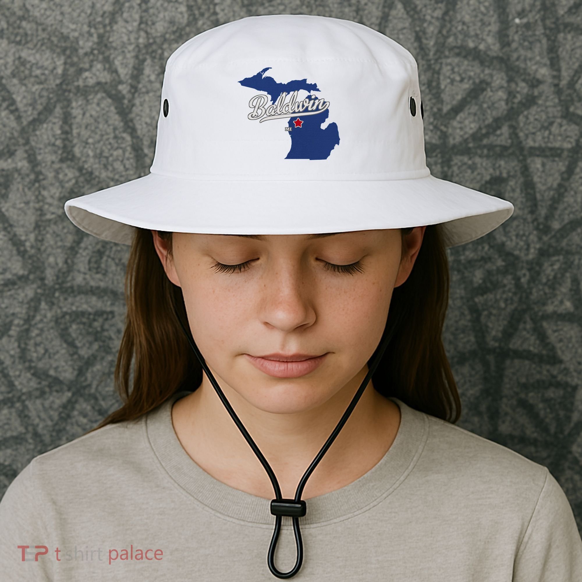Baldwin Michigan Lake County Mi Map Bucket Hat