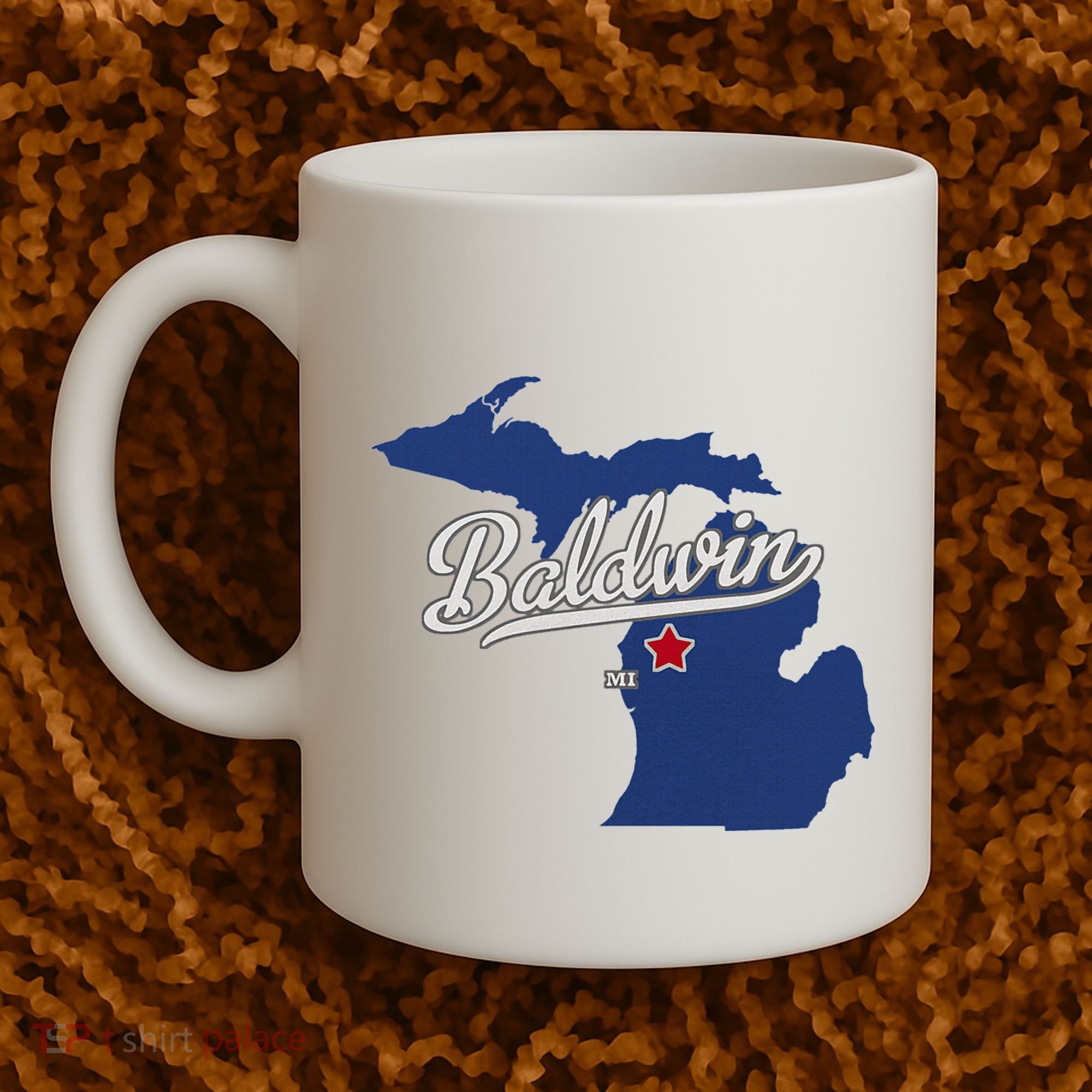 Baldwin Michigan Lake County Mi Map Coffee Mug