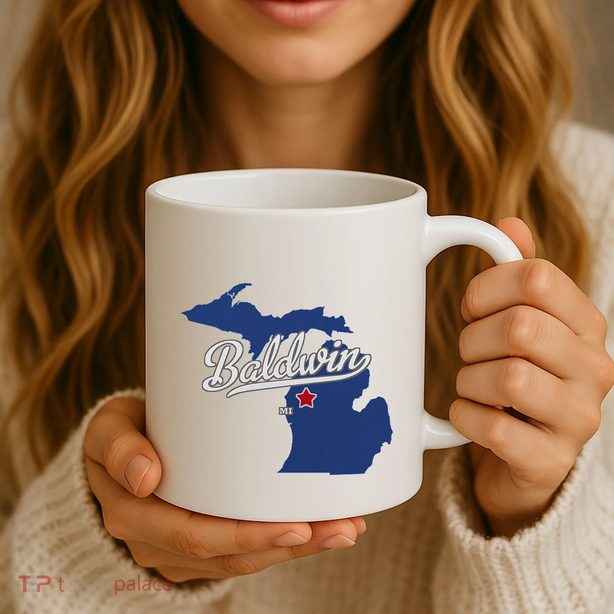 Baldwin Michigan Lake County Mi Map Coffee Mug