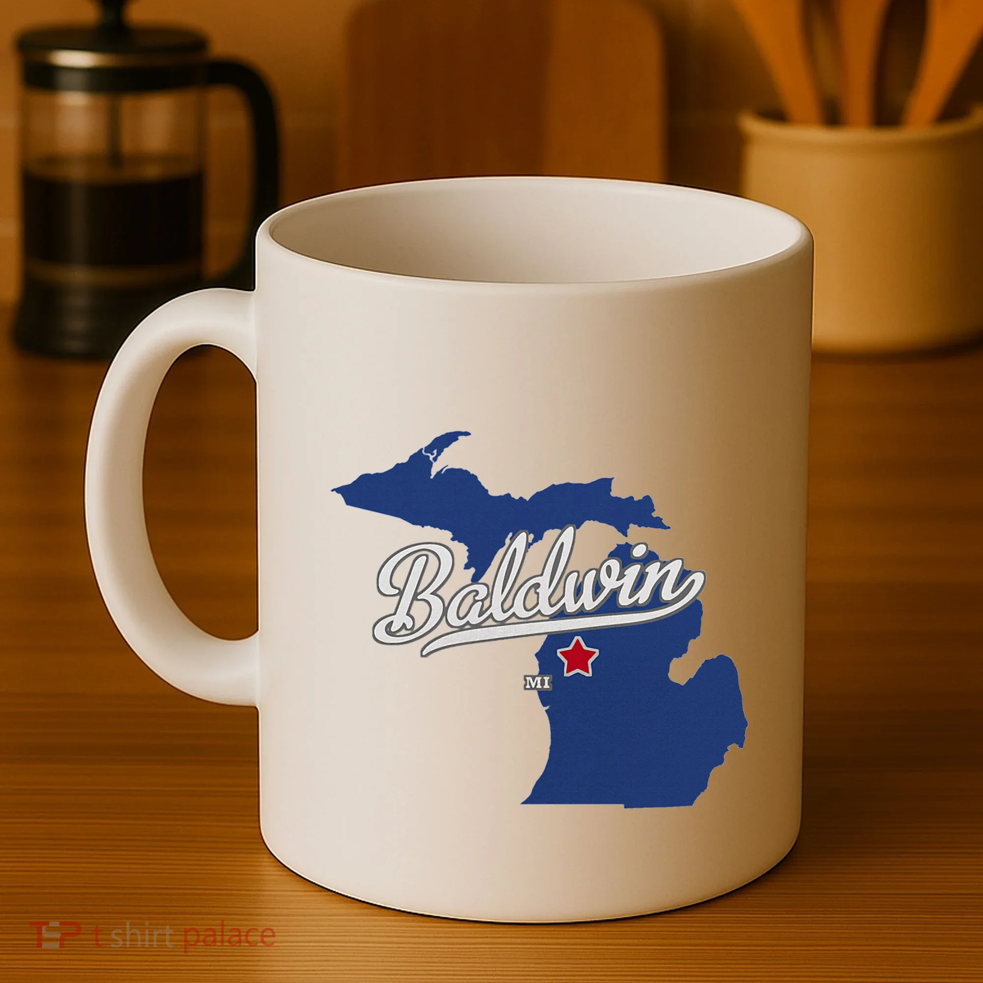 Baldwin Michigan Lake County Mi Map Coffee Mug