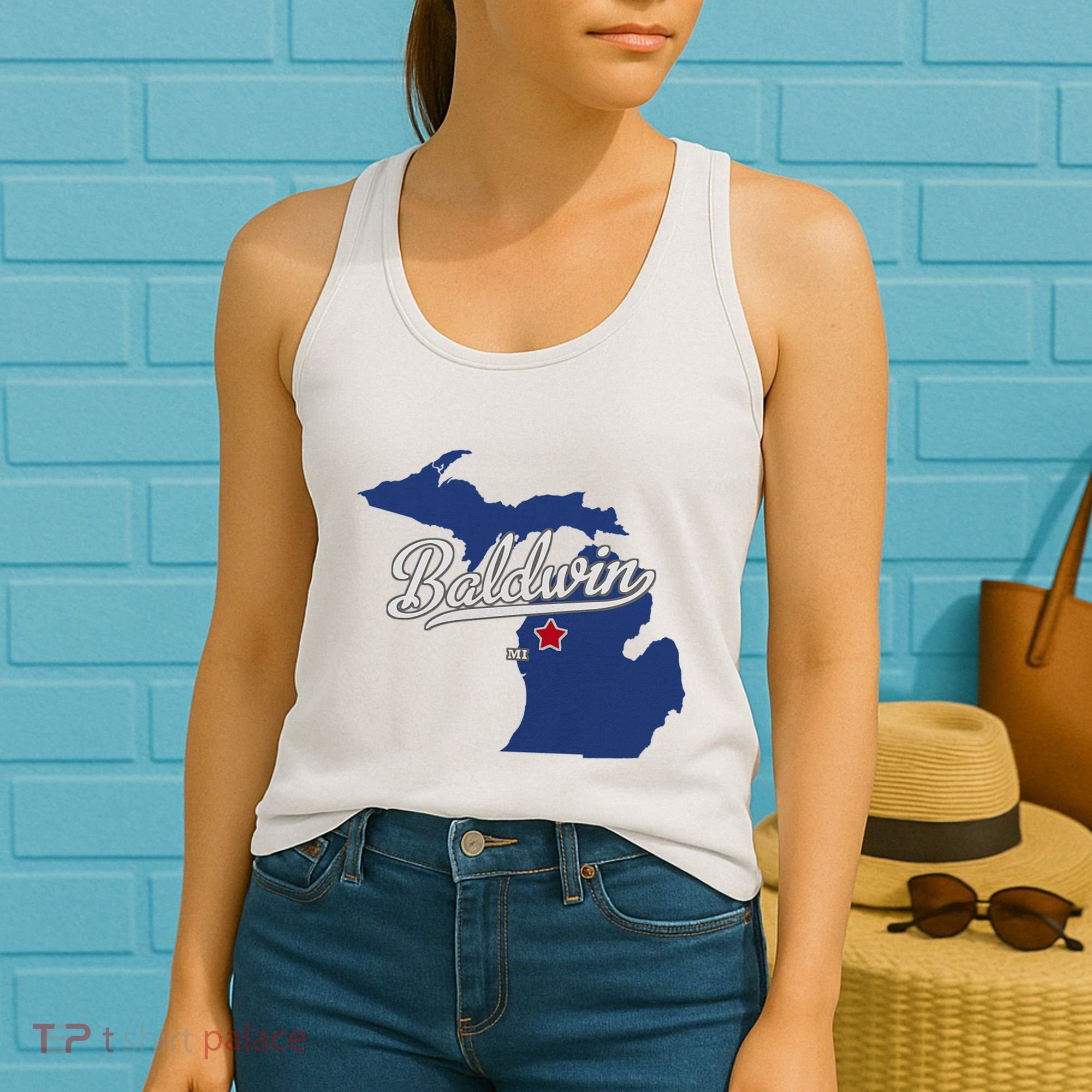 Baldwin Michigan Lake County Mi Map Women's Tank Top