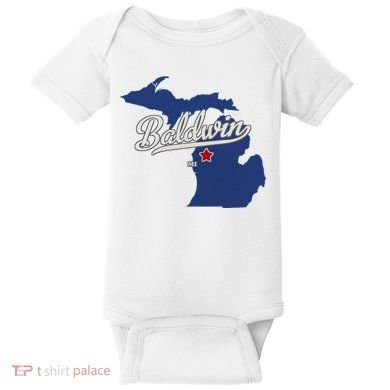 Baldwin Michigan Lake County Mi Map Baby Bodysuit