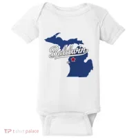 Baldwin Michigan Lake County Mi Map Baby Bodysuit thumb 0