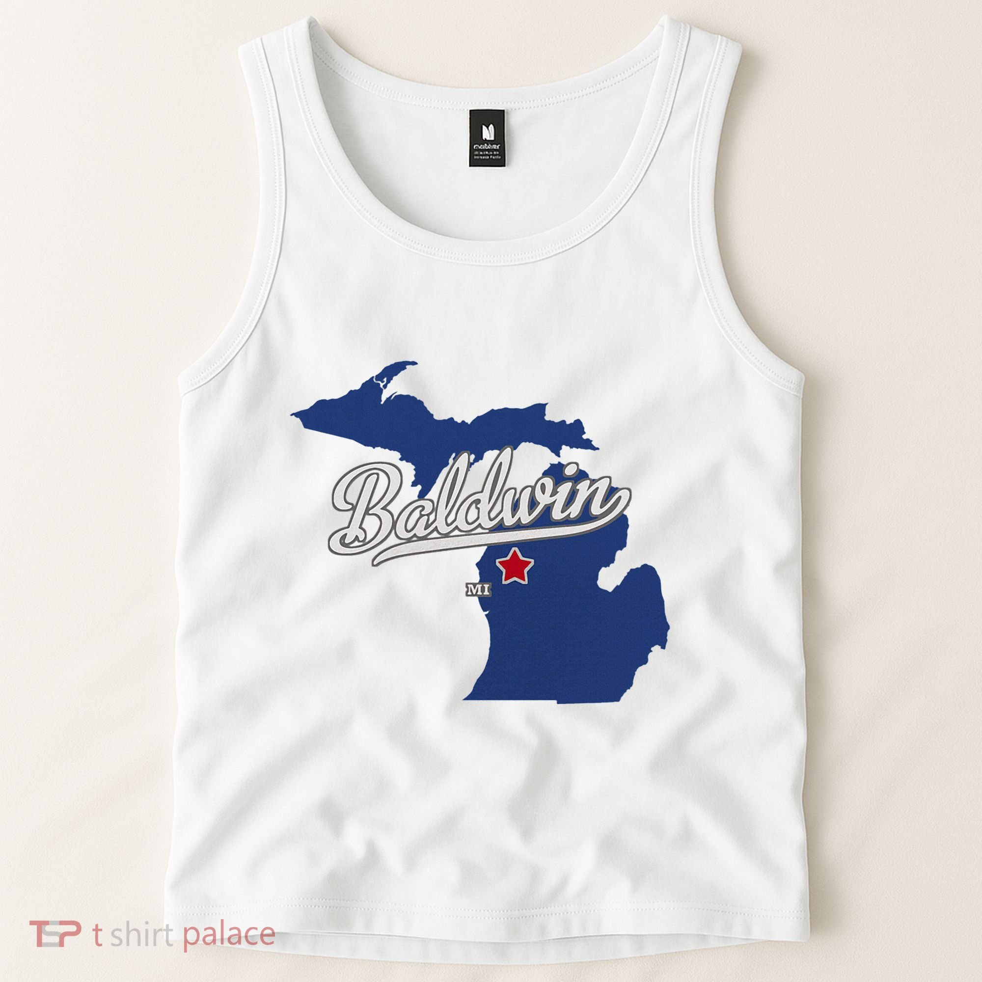 Baldwin Michigan Lake County Mi Map Tank Top