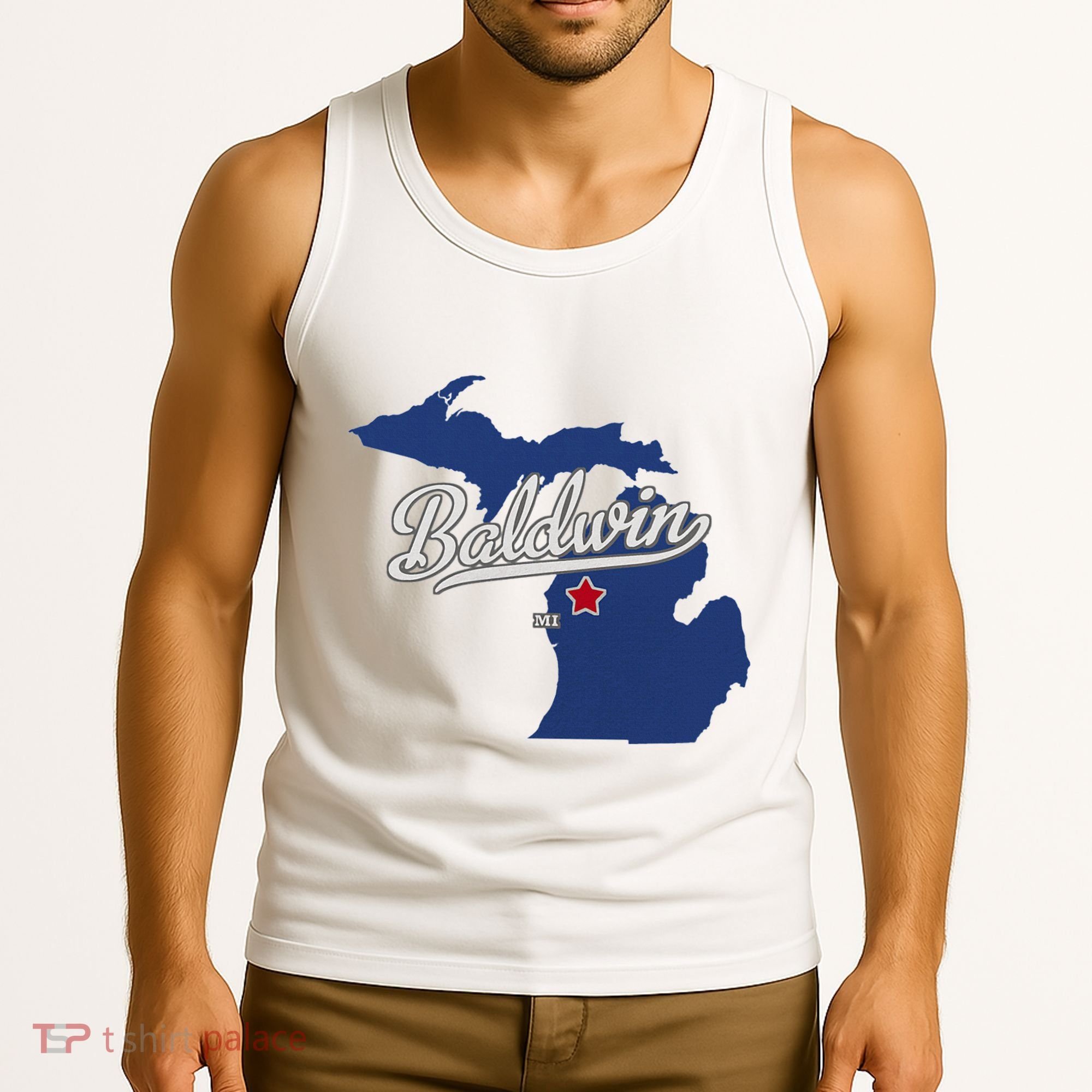 Baldwin Michigan Lake County Mi Map Tank Top