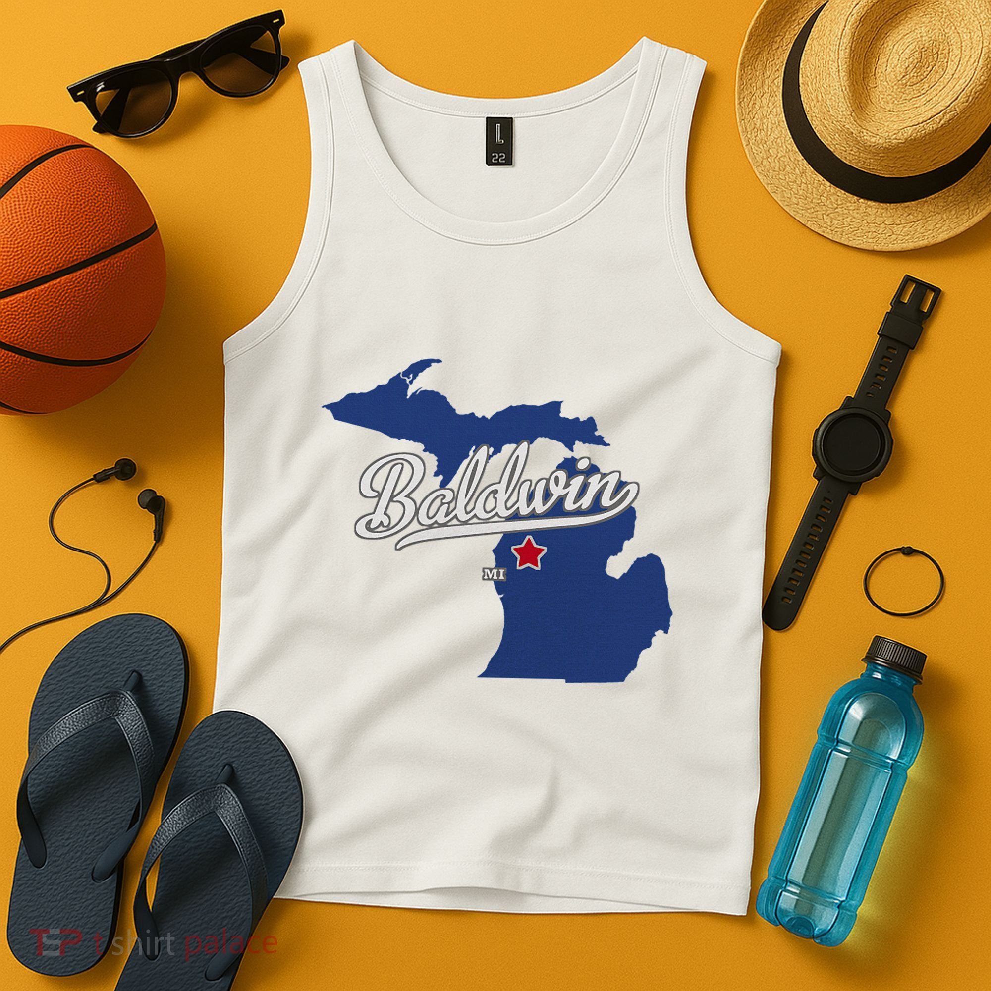 Baldwin Michigan Lake County Mi Map Tank Top