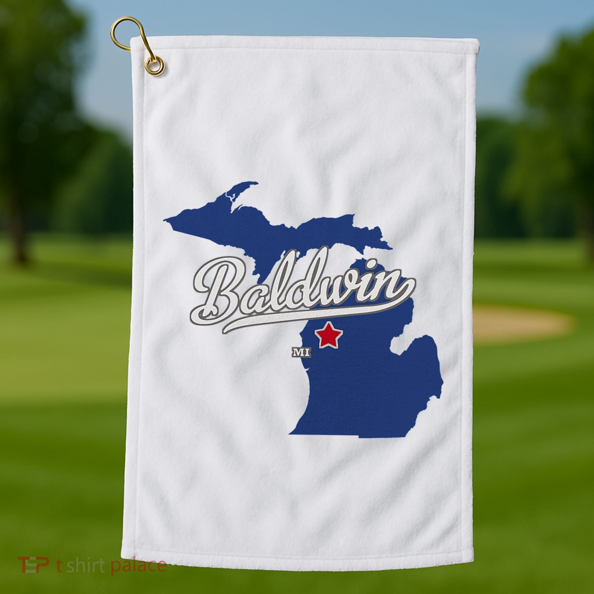 Baldwin Michigan Lake County Mi Map Golf Towel