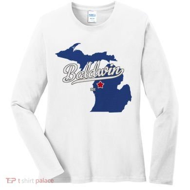 Baldwin Michigan Lake County Mi Map Women's Long Sleeve Shirt