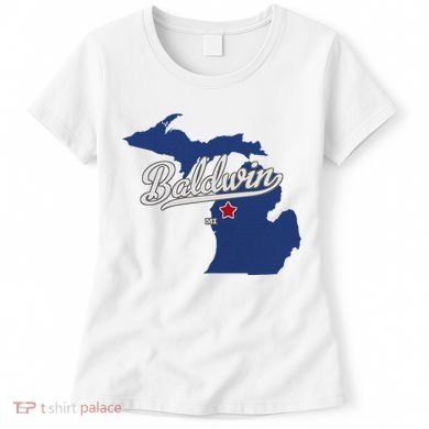 Baldwin Michigan Lake County Mi Map Women's T-Shirt