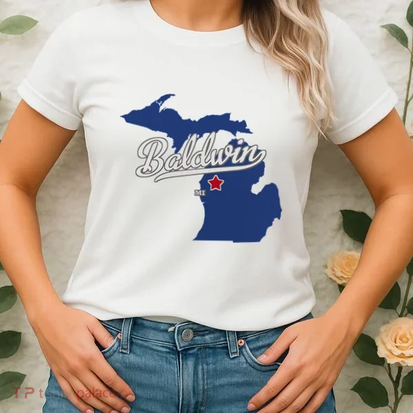 Baldwin Michigan Lake County Mi Map Women's T-Shirt