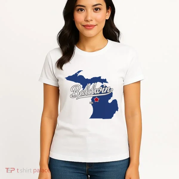 Baldwin Michigan Lake County Mi Map Women's T-Shirt
