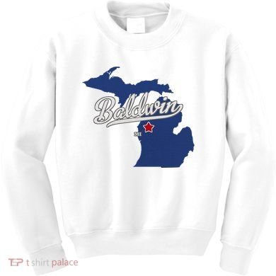 Baldwin Michigan Lake County Mi Map Kids Sweatshirt