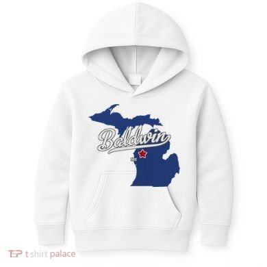 Baldwin Michigan Lake County Mi Map Kids Hoodie