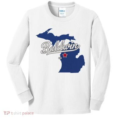 Baldwin Michigan Lake County Mi Map Kids Long Sleeve Shirt