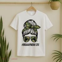 Braaap Mom Life Dirt Bike Gift For Motocross Messy Bun Dirt Bike T-Shirt thumb 2