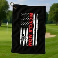 Biking Mom Mother Cycling Mountain Biking Cyclist Bicycle Gift Golf Towel thumb 1