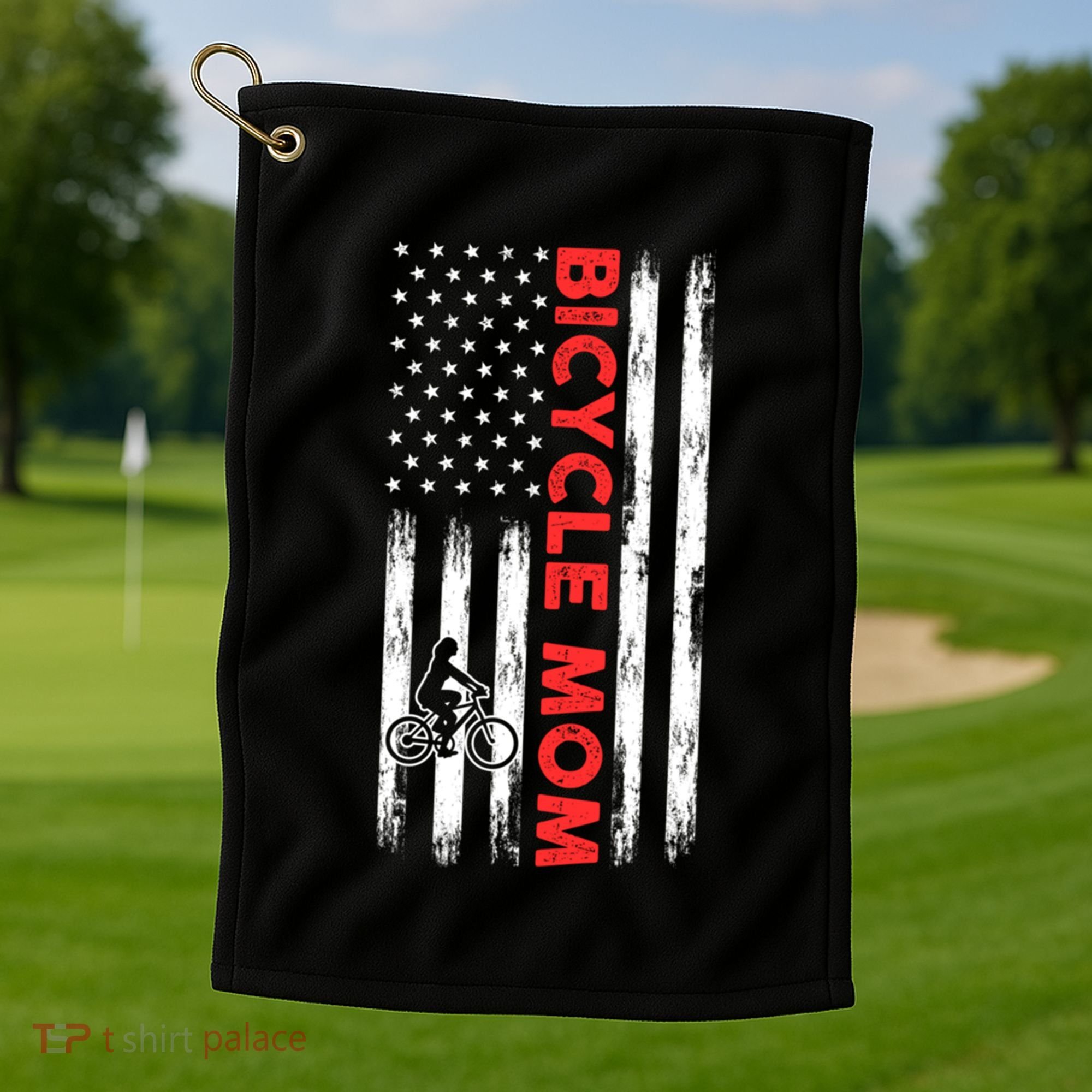 Biking Mom Mother Cycling Mountain Biking Cyclist Bicycle Gift Golf Towel