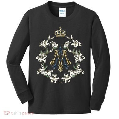 Blessed Mother Marian Catholic Symbol Kids Long Sleeve Shirt