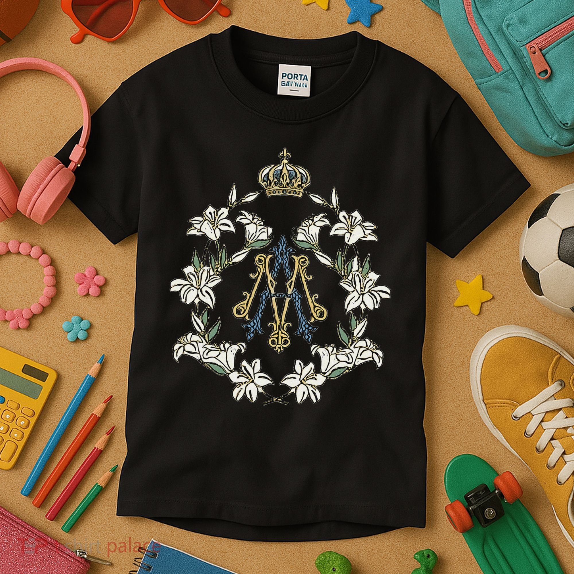 Blessed Mother Marian Catholic Symbol Kids T-Shirt