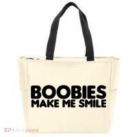 Boobies Make Me Smile Adult Humor Funny Gift Tote Bag thumb 0