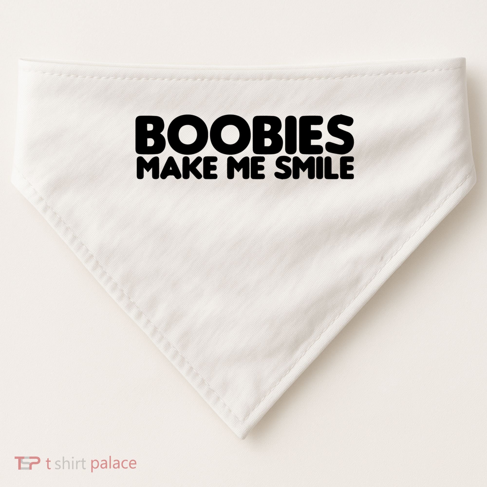 Boobies Make Me Smile Adult Humor Funny Gift USA-Made Doggie Bandana